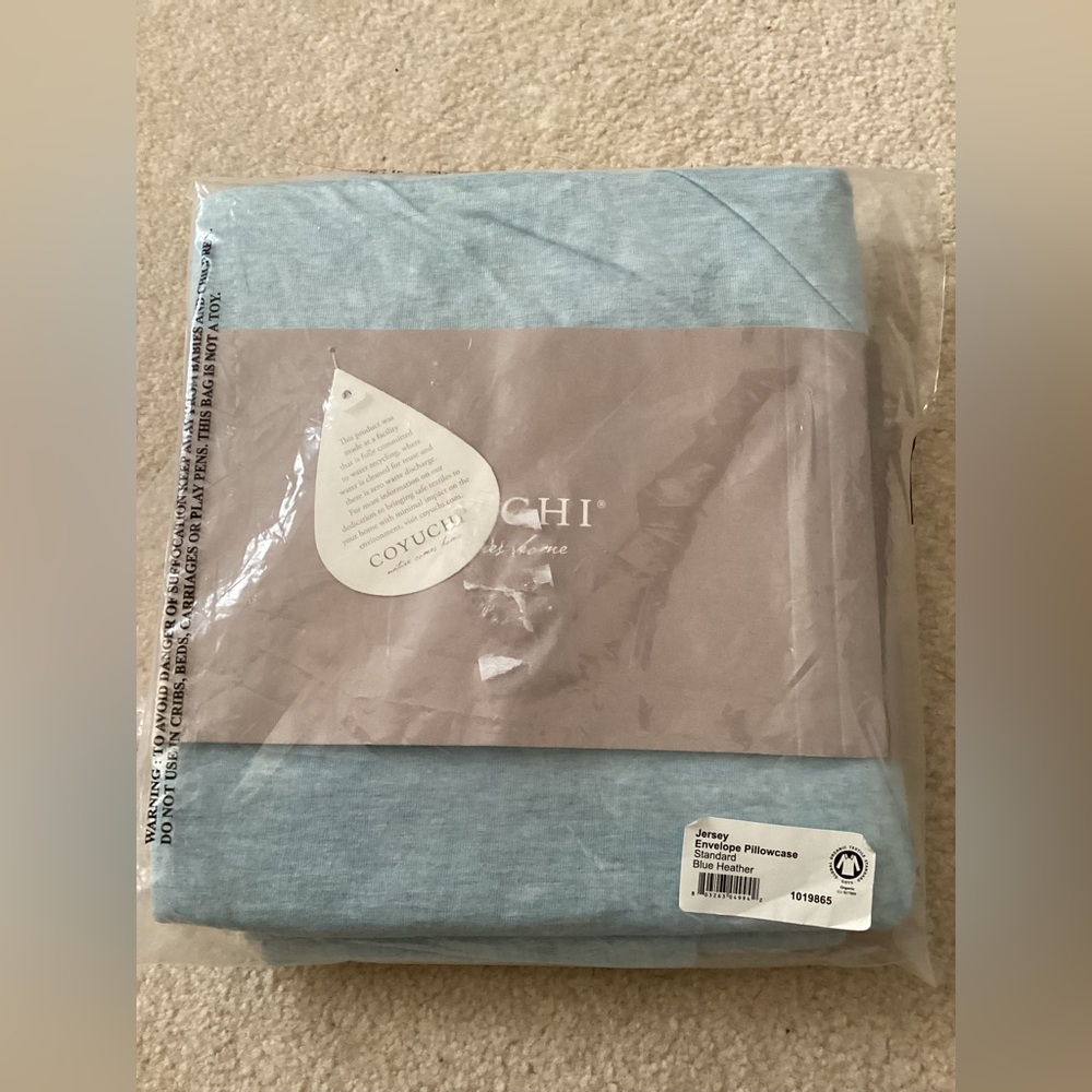 Coyuchi Jersey Envelope Pillowcase in Blue Heather Standard